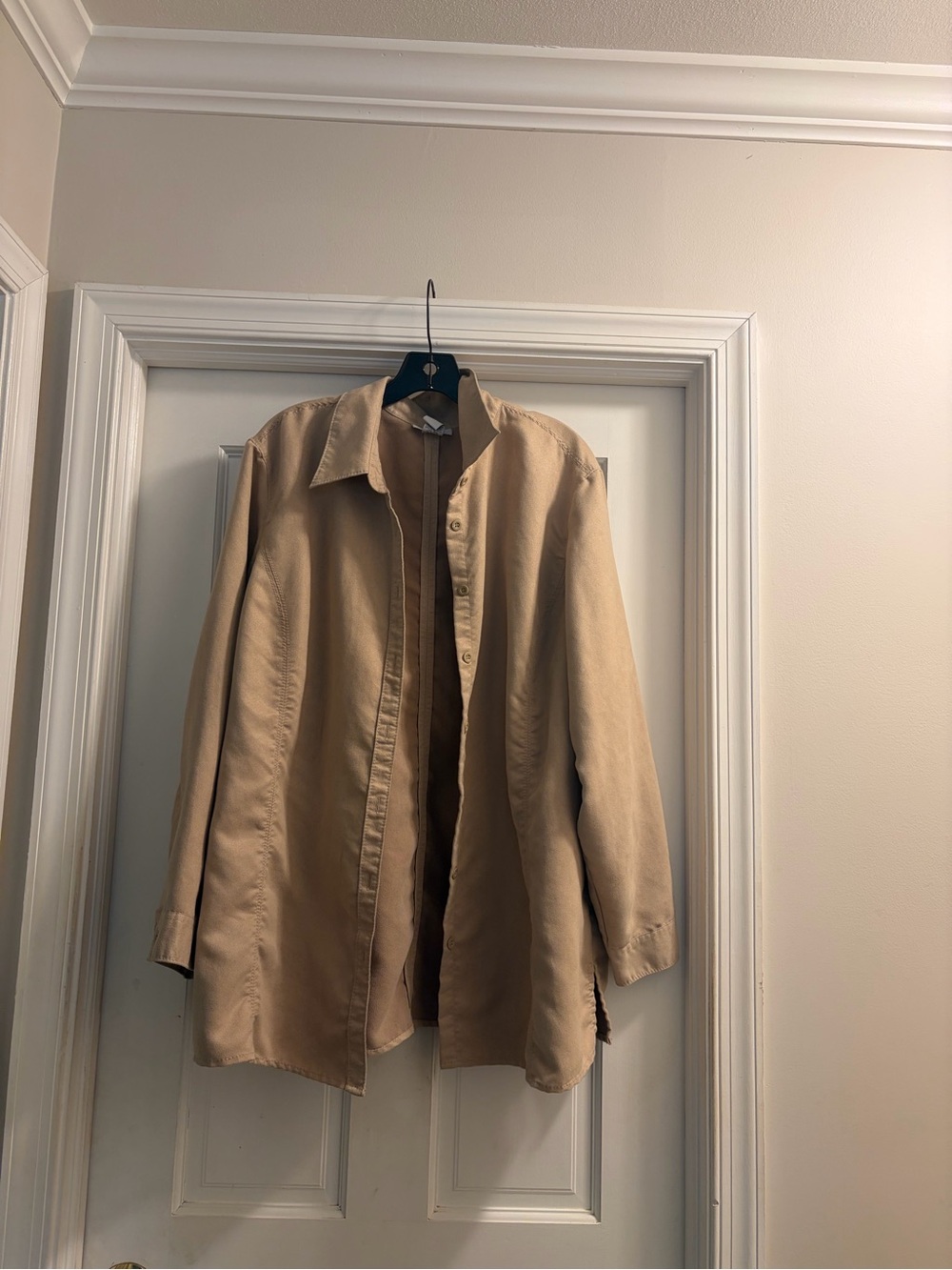 Avenue Beige Button-Front Shirt Jacket